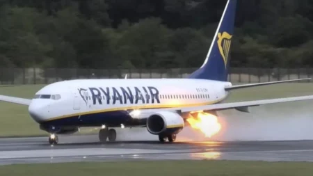 Ryanair Boeing 737 Plane Catches Fire at Brindisi Airport in Italy