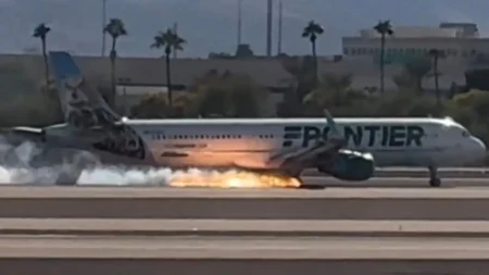 Frontier Airlines A321 Plane Catches Fire Upon Landing at Las Vegas