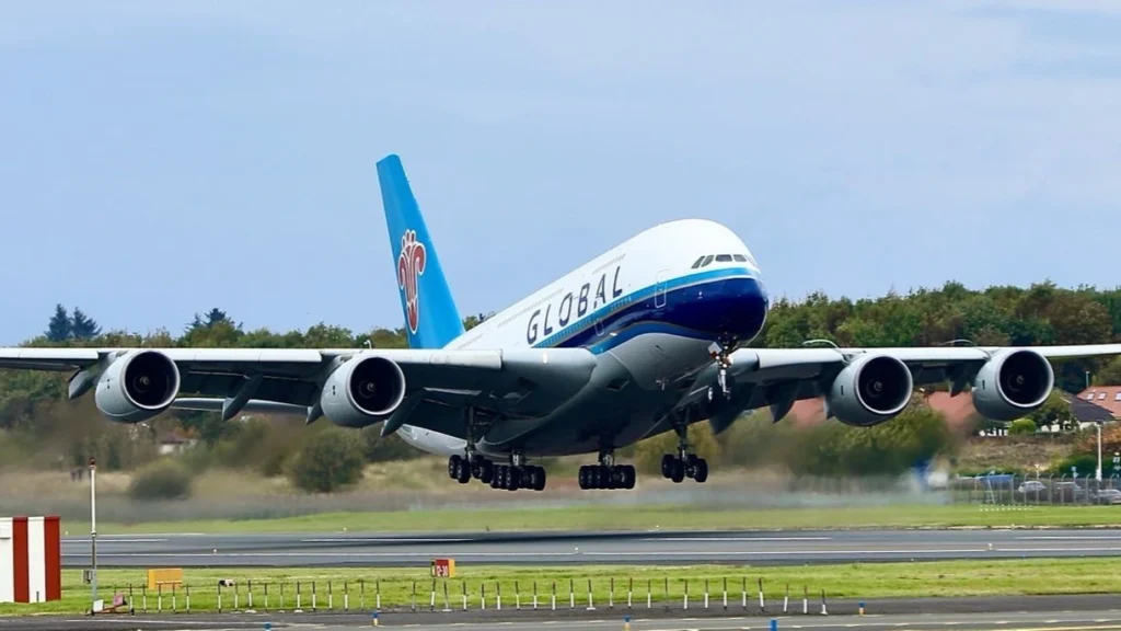 UK-based startup carrier, Global Airlines sends its first Airbus A380 from Glasgow Prestwick Airport (PIK) to Dresden Airport (DRS), Germany for heavy maintenance.