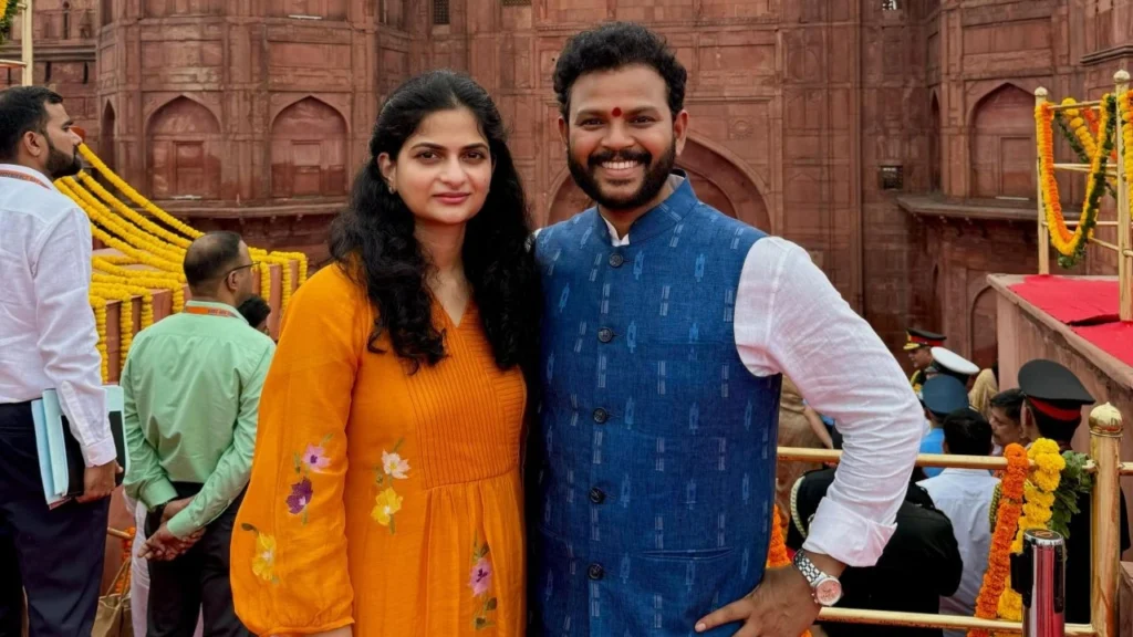 Ram Mohan Naidu Kinjarapu with his wife