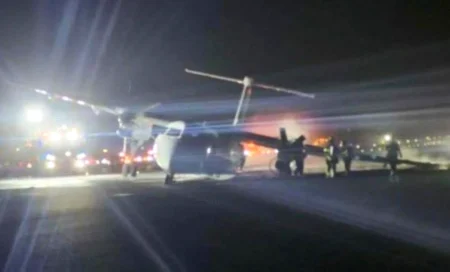 Air Canada DH8 Plane Crash Land and Catches Fire
