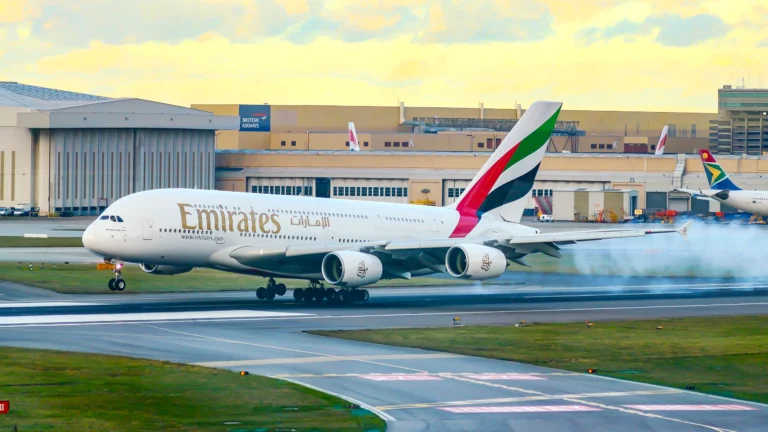 Emirates Airbus A380 at London Heathrow