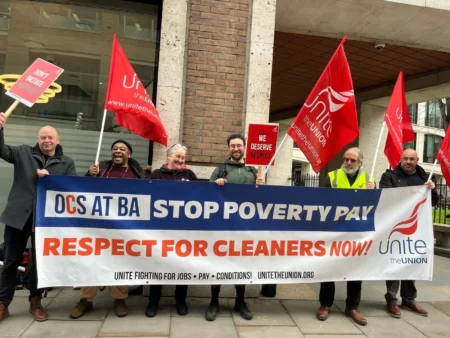 British Airways Office Cleaners Stage Strike at London Heathrow HQ