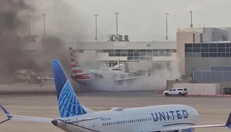 American Airlines Boeing 737 Plane Catches Fire at Denver International Airport