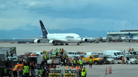 Lufthansa A380 Lands for the First Time at Denver Airport