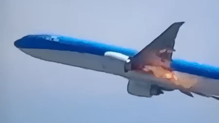 KLM 777 Operating Amsterdam to Mumbai Flight Engine Catches Fire