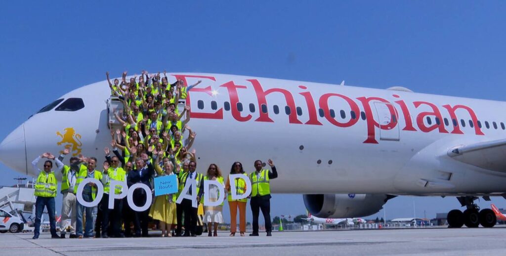 Ethiopian Airlines first flight to Porto
