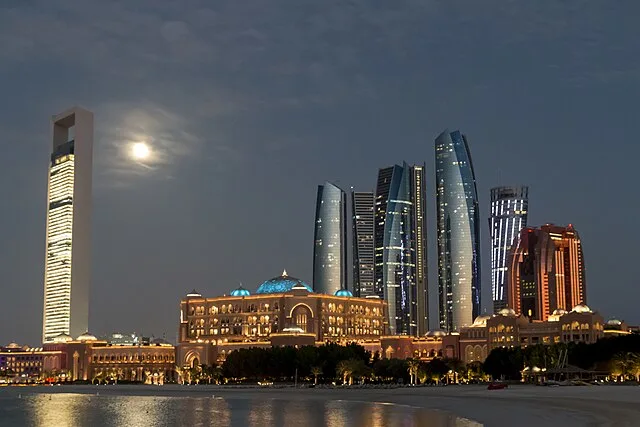 Abu Dhabi skyline by night