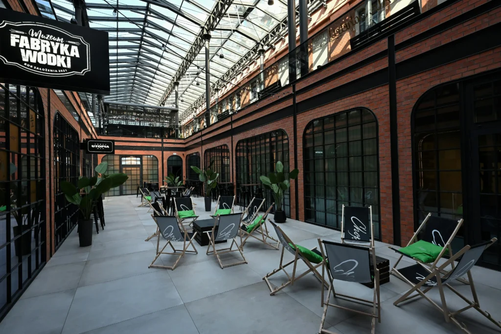 Modern Atrium At Vodka Factory Museum in Krakow in Poland