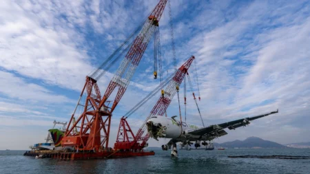 Emirates Operated 747 Fuselage Recovered at Hong Kong After Deadly Runway Excursion