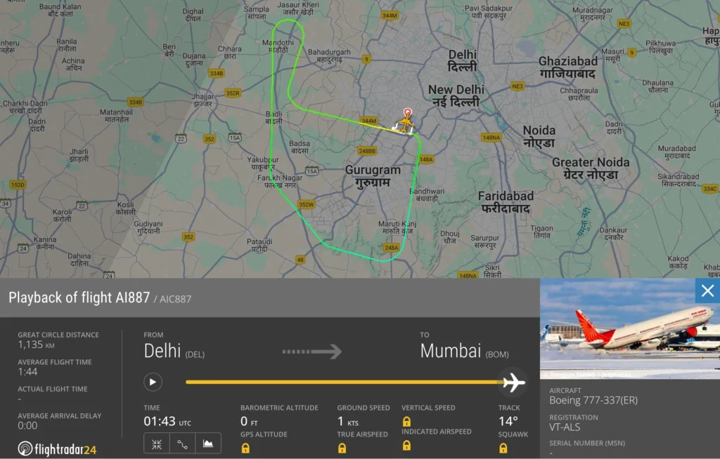 Air India Delhi to Mumbai Flight AI887 Makes U-Turn