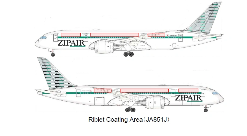 Japan Airlines Applies Special Riblet-Shaped Paint on First ZIPAIR 787