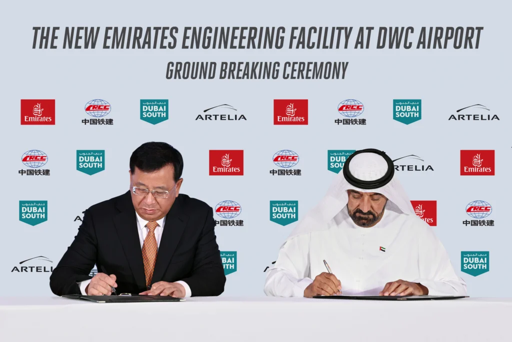 Emirates (EK) has broken ground on a US$ 5.1 billion engineering complex at Dubai South, a project set to become the world's most modern and advanced maintenance, repair, and overhaul (MRO) facility.