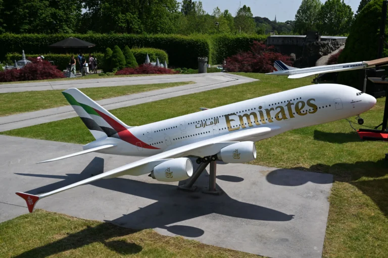 Emirates A380 Lands at Mini-Europe in Brussels