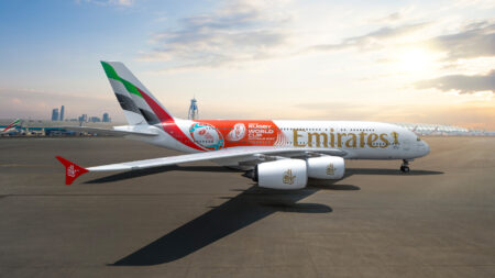 Emirates’ Giant A380 Turns Rugby Showpiece With New World Cup 2027 Livery